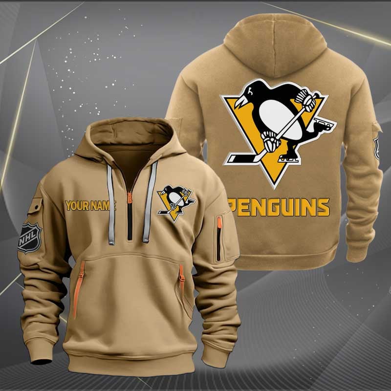 Sportswearmerch Pittsburgh Penguins NHL Half Zip Hoodie For Fan