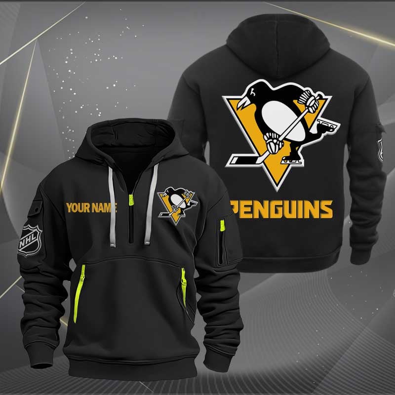 Sportswearmerch Pittsburgh Penguins NHL Half Zip Hoodie For Fan