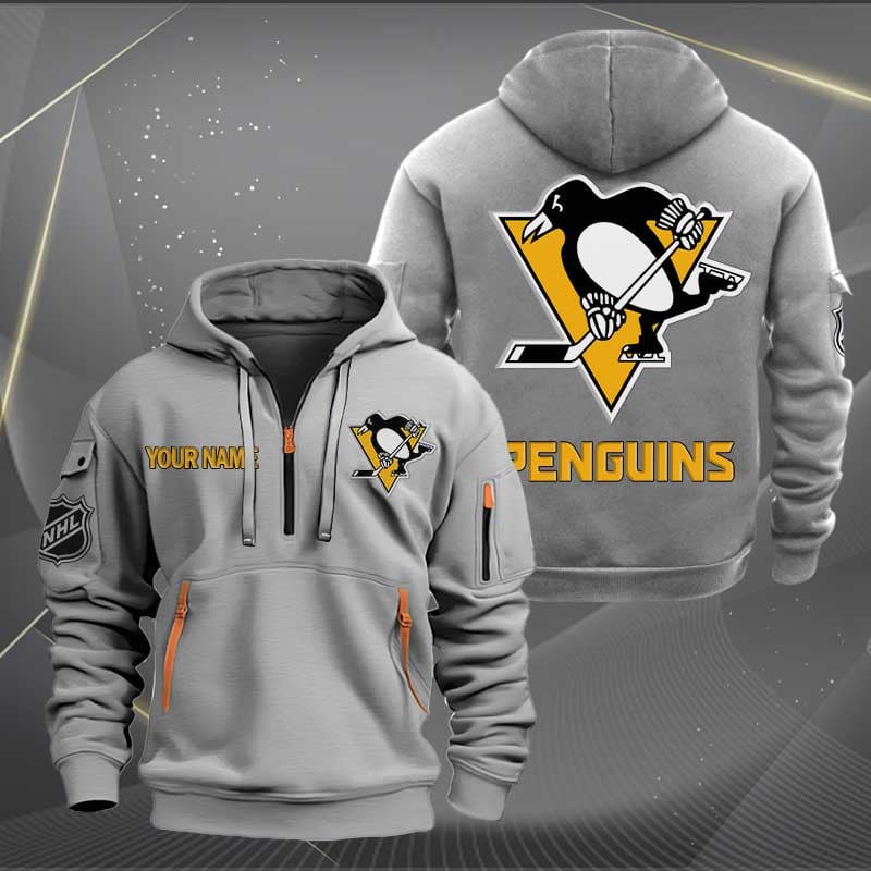 Sportswearmerch Pittsburgh Penguins NHL Half Zip Hoodie For Fan