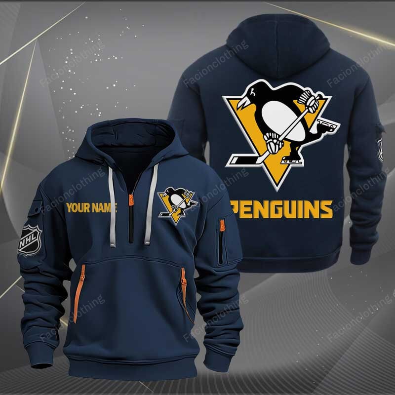 Sportswearmerch Pittsburgh Penguins NHL Half Zip Hoodie For Fan