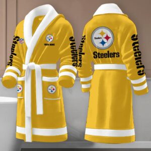 Sportswearmerch Pittsburgh Steelers NFL New Fleece Bathrobe Personalized Gifts For Fan