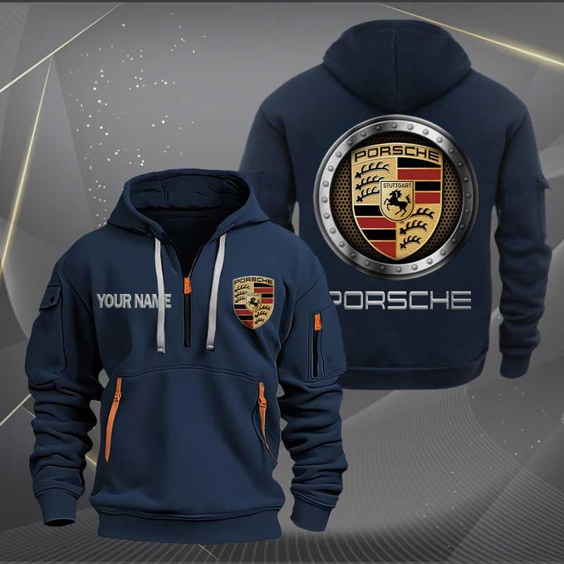 Sportswearmerch Porsche Car Personalized Half Zip Hoodie For Fan