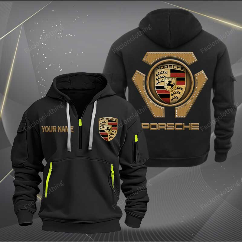 Sportswearmerch Porsche Car Personalized Half Zip Hoodie For Fan