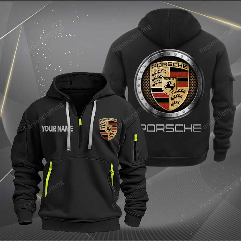 Sportswearmerch Porsche Car Personalized Half Zip Hoodie For Fan