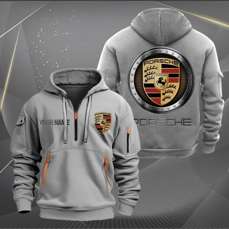 Sportswearmerch Porsche Car Personalized Half Zip Hoodie For Fan