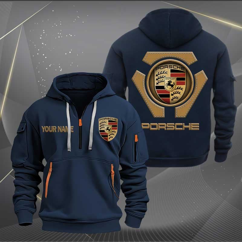 Sportswearmerch Porsche Car Personalized Half Zip Hoodie For Fan