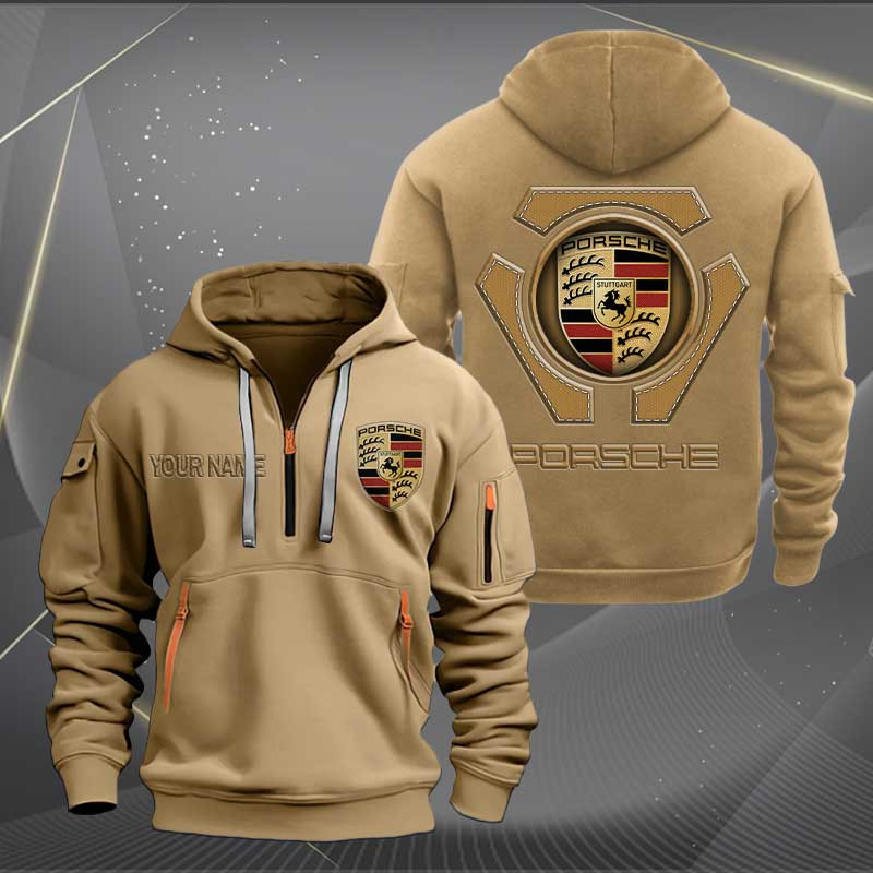 Sportswearmerch Porsche Car Personalized Half Zip Hoodie For Fan