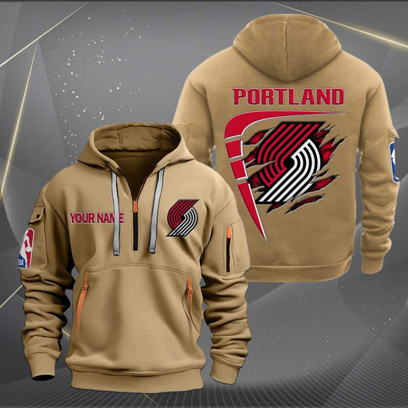 Sportswearmerch Portland Trail Blazers NBA Personalized Half Zip Hoodie For Fan