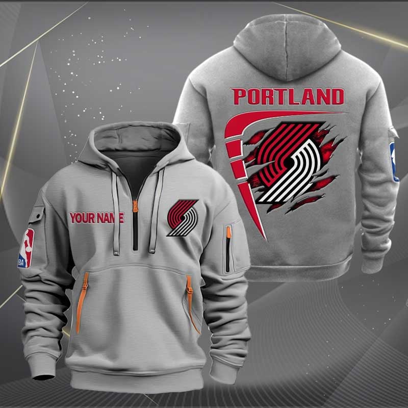 Sportswearmerch Portland Trail Blazers NBA Personalized Half Zip Hoodie For Fan