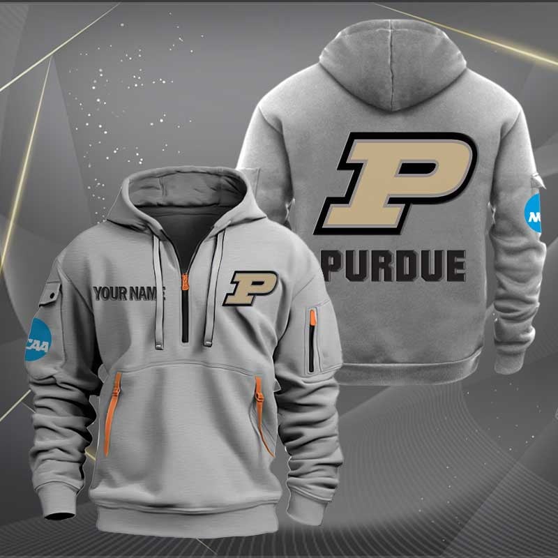 Sportswearmerch Purdue Boilermakers NCAA Personalized Half Zip Hoodie For Fan
