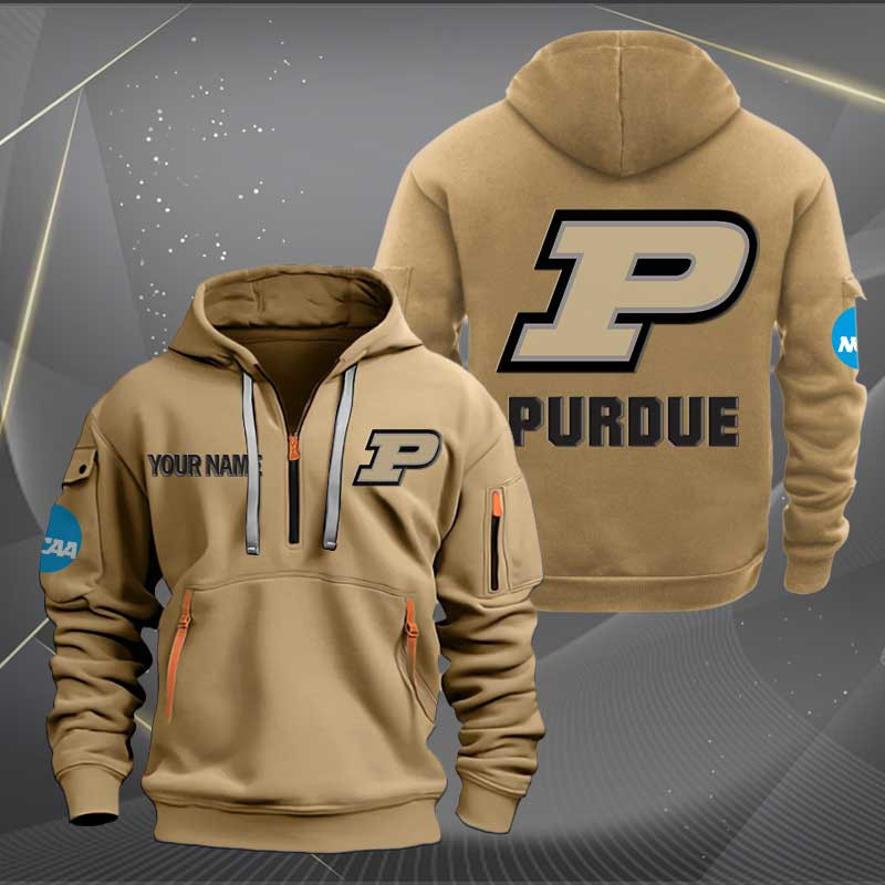 Sportswearmerch Purdue Boilermakers NCAA Personalized Half Zip Hoodie For Fan