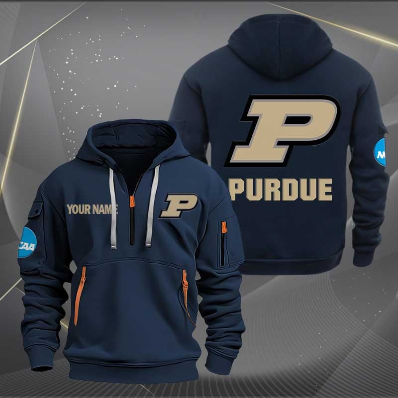 Sportswearmerch Purdue Boilermakers NCAA Personalized Half Zip Hoodie For Fan