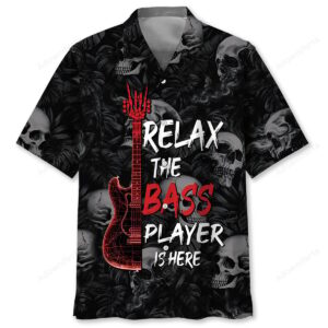 Sportswearmerch Relax The Bass Player Is Here Skull Hawaiian Shirt For Fan