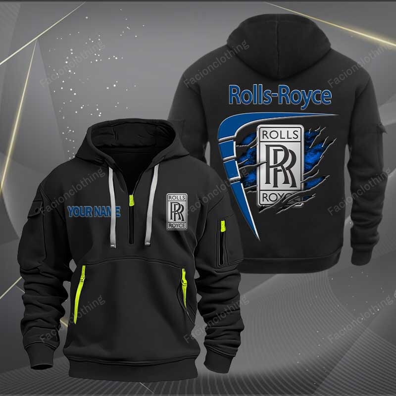 Sportswearmerch Rolls Royce Car Personalized Half Zip Hoodie For Fan