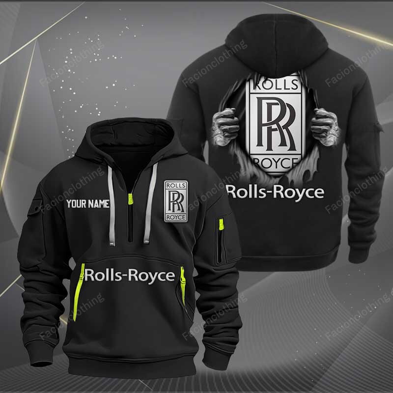 Sportswearmerch Rolls Royce Car Personalized Half Zip Hoodie For Fan