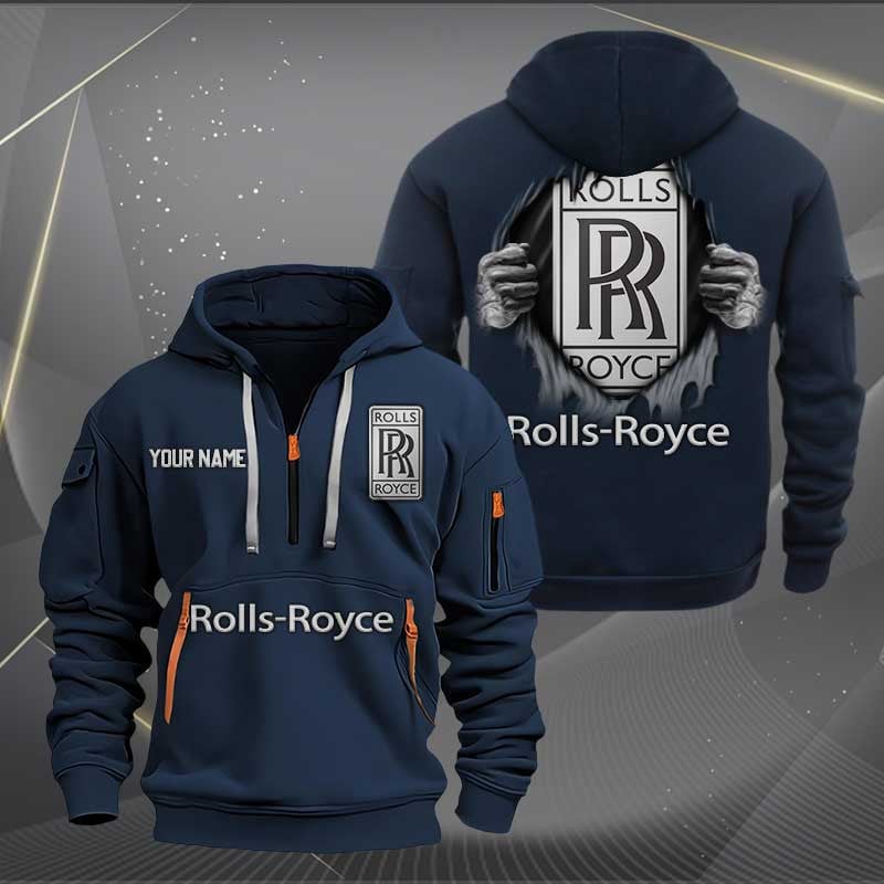 Sportswearmerch Rolls Royce Car Personalized Half Zip Hoodie For Fan