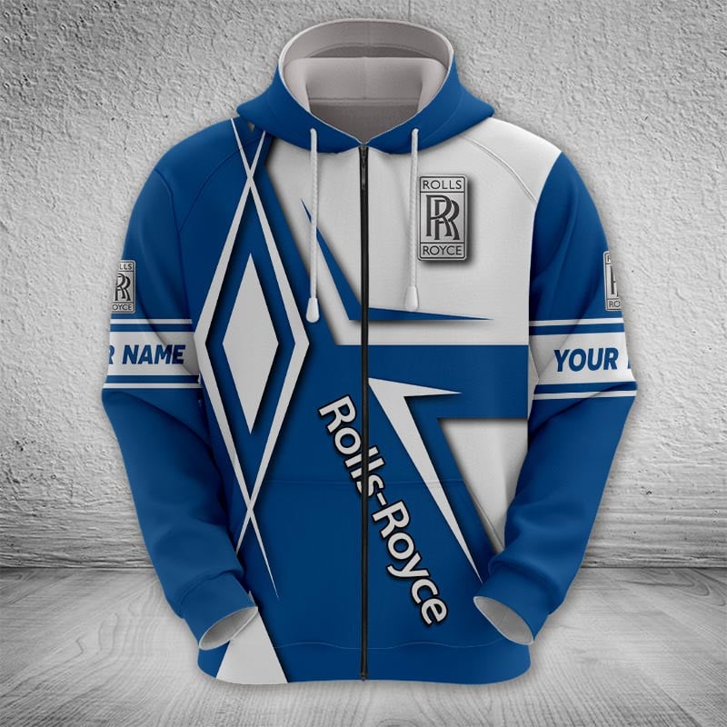 Sportswearmerch Rolls Royce Car Zip Hoodie For Fan
