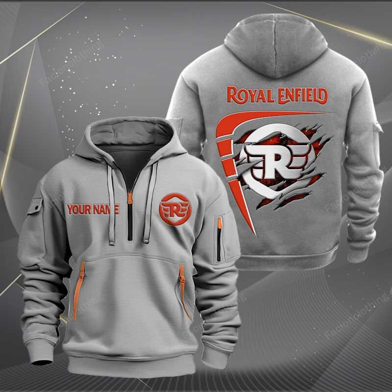 Sportswearmerch Royal Enfield Motorcycle Personalized Half Zip Hoodie For Fan