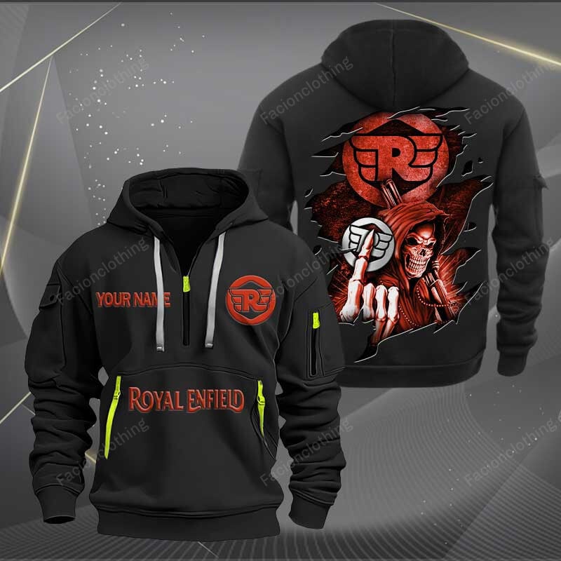Sportswearmerch Royal Enfield Motorcycle Personalized Half Zip Hoodie For Fan