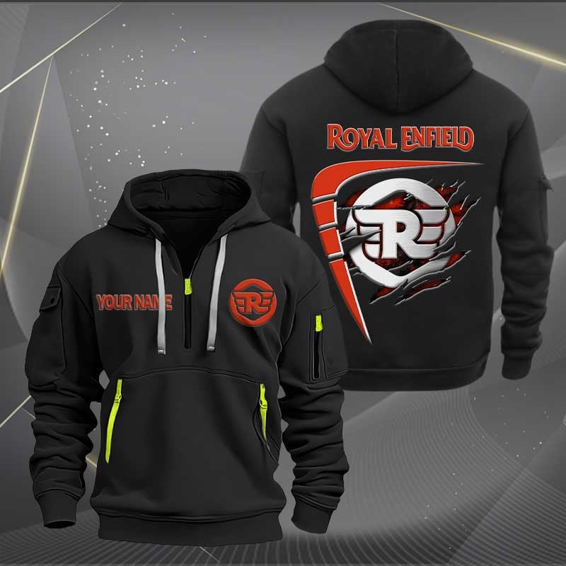 Sportswearmerch Royal Enfield Motorcycle Personalized Half Zip Hoodie For Fan