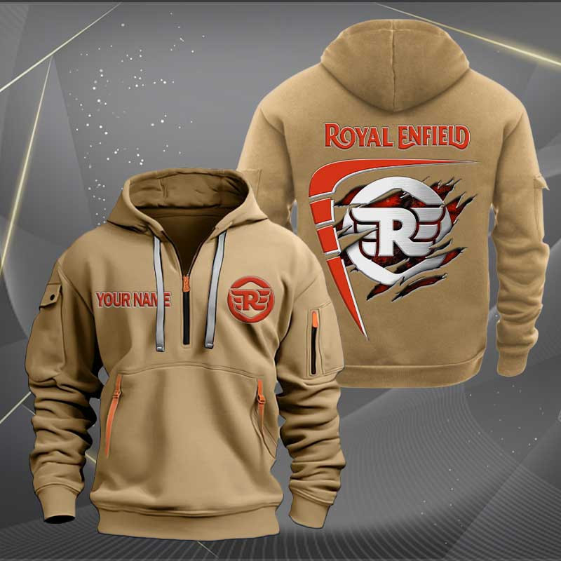 Sportswearmerch Royal Enfield Motorcycle Personalized Half Zip Hoodie For Fan