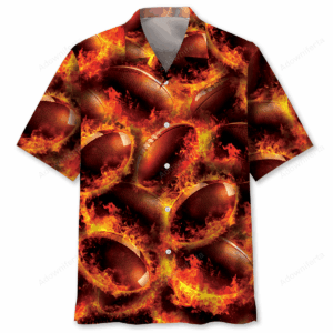 Sportswearmerch Rugby Ball Fire Hawaiian Shirt For Fan