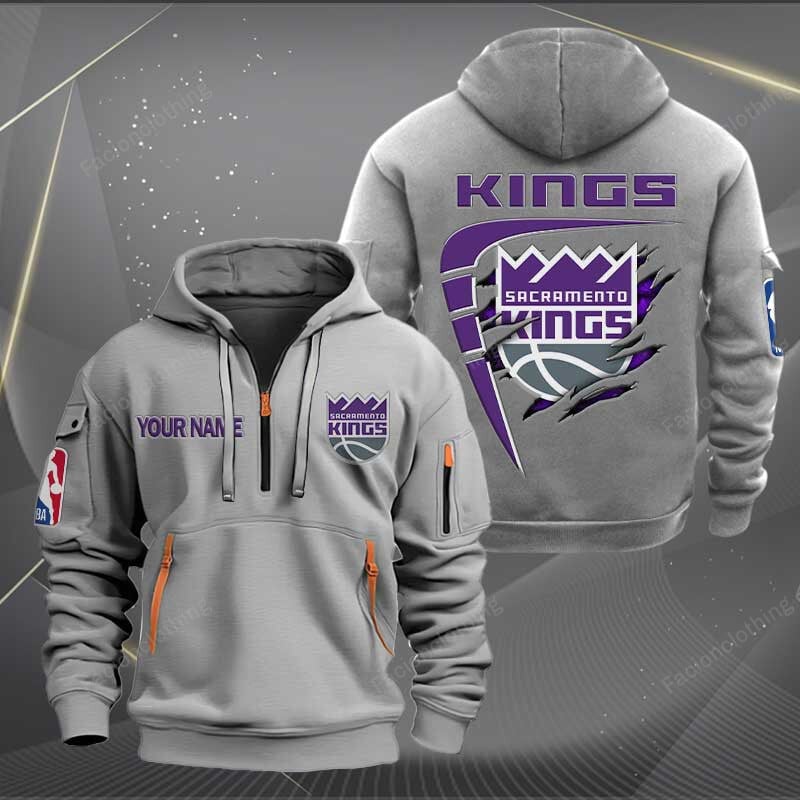 Sportswearmerch Sacramento Kings NBA Personalized Half Zip Hoodie For Fan