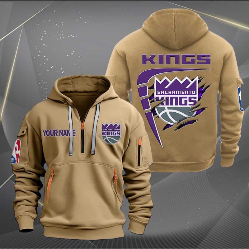 Sportswearmerch Sacramento Kings NBA Personalized Half Zip Hoodie For Fan