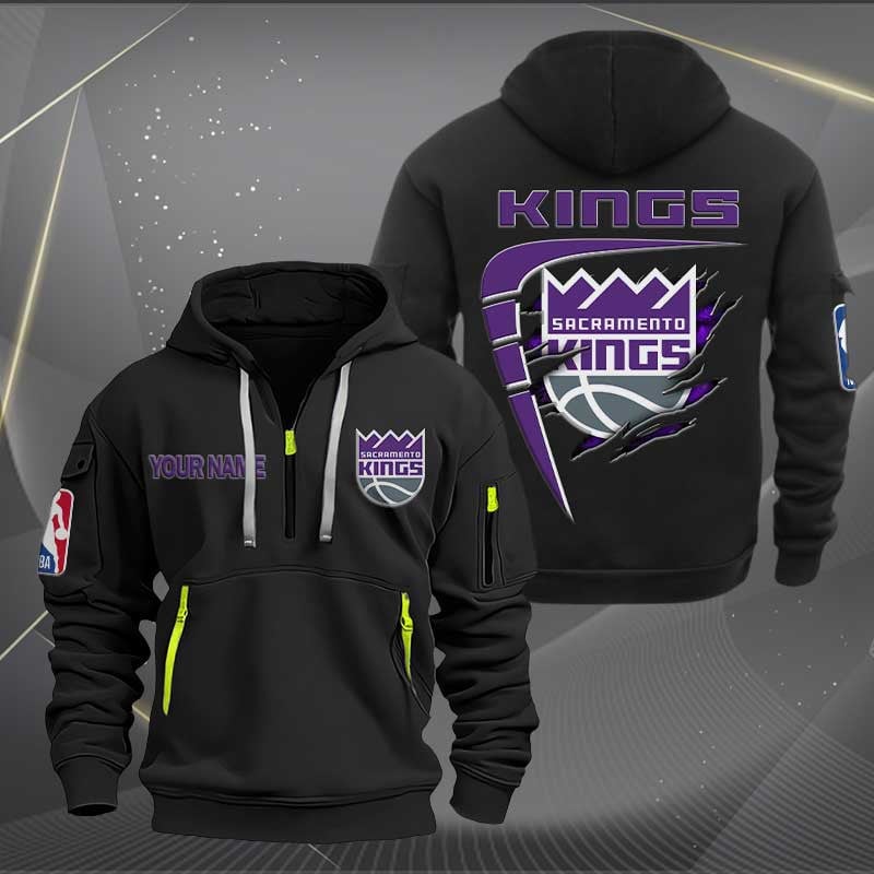 Sportswearmerch Sacramento Kings NBA Personalized Half Zip Hoodie For Fan