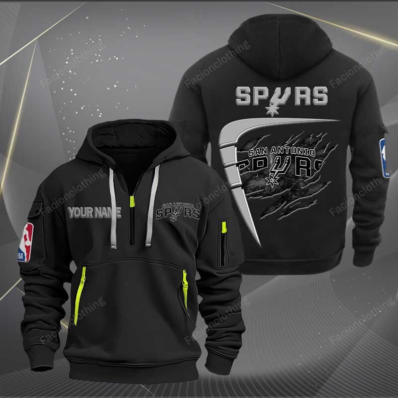 Sportswearmerch San Antonio Spurs NBA Personalized Half Zip Hoodie For Fan
