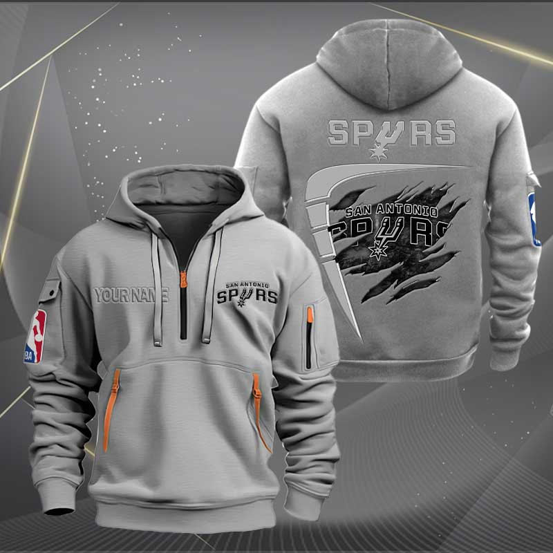 Sportswearmerch San Antonio Spurs NBA Personalized Half Zip Hoodie For Fan