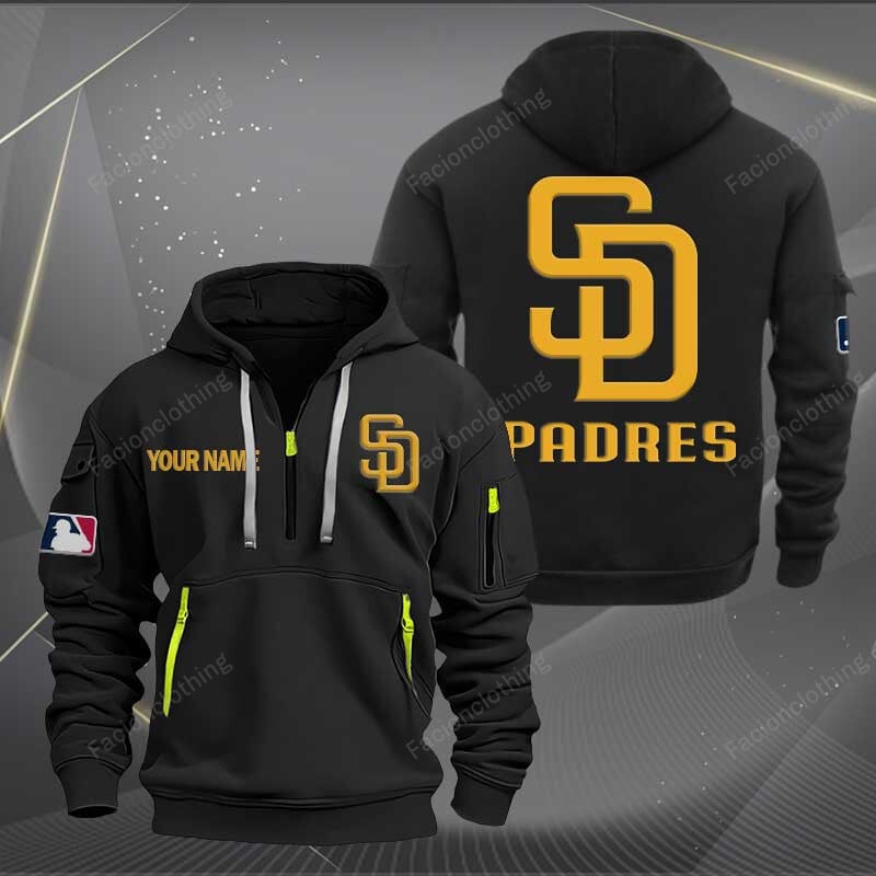Sportswearmerch San Diego Padres MLB Half Zip Hoodie For Fan
