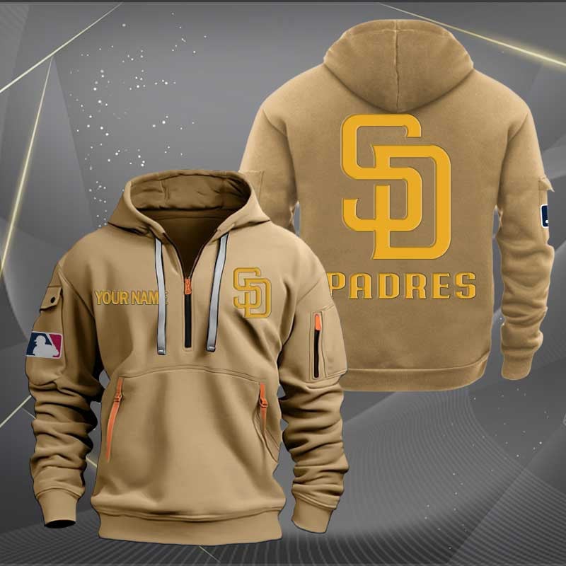 Sportswearmerch San Diego Padres MLB Half Zip Hoodie For Fan