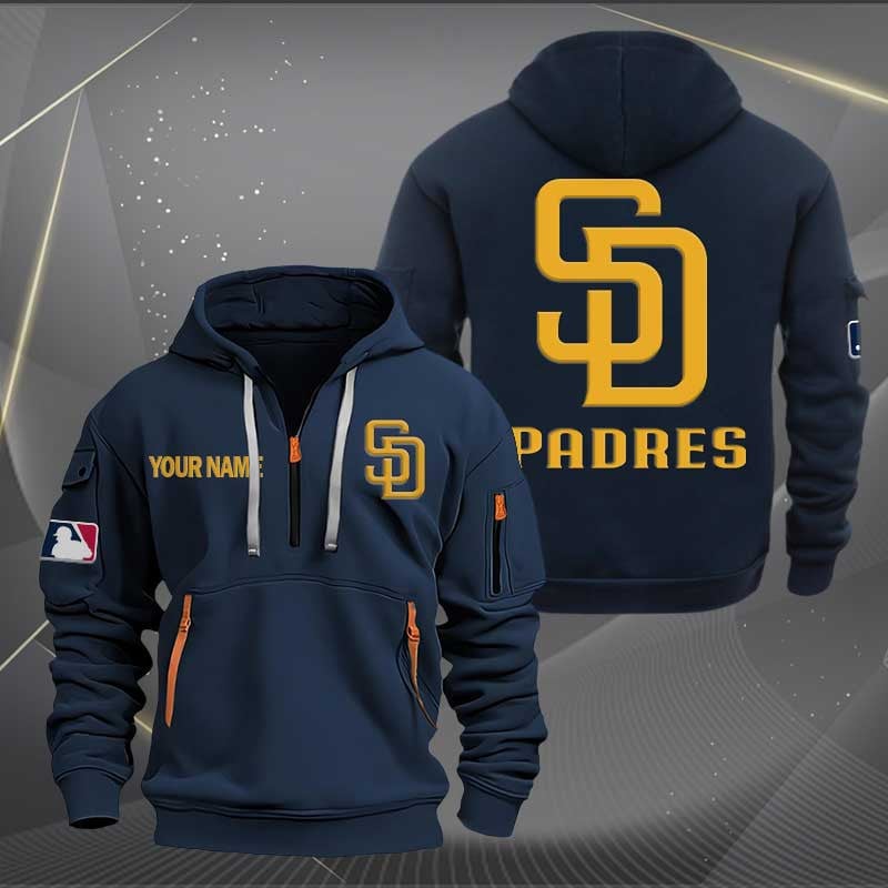 Sportswearmerch San Diego Padres MLB Half Zip Hoodie For Fan