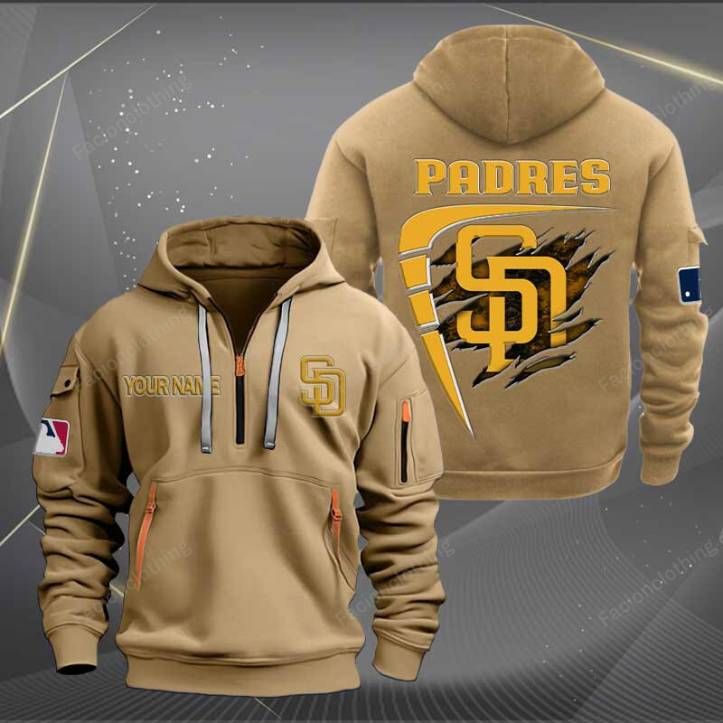 Sportswearmerch San Diego Padres MLB Personalized Half Zip Hoodie For Fan