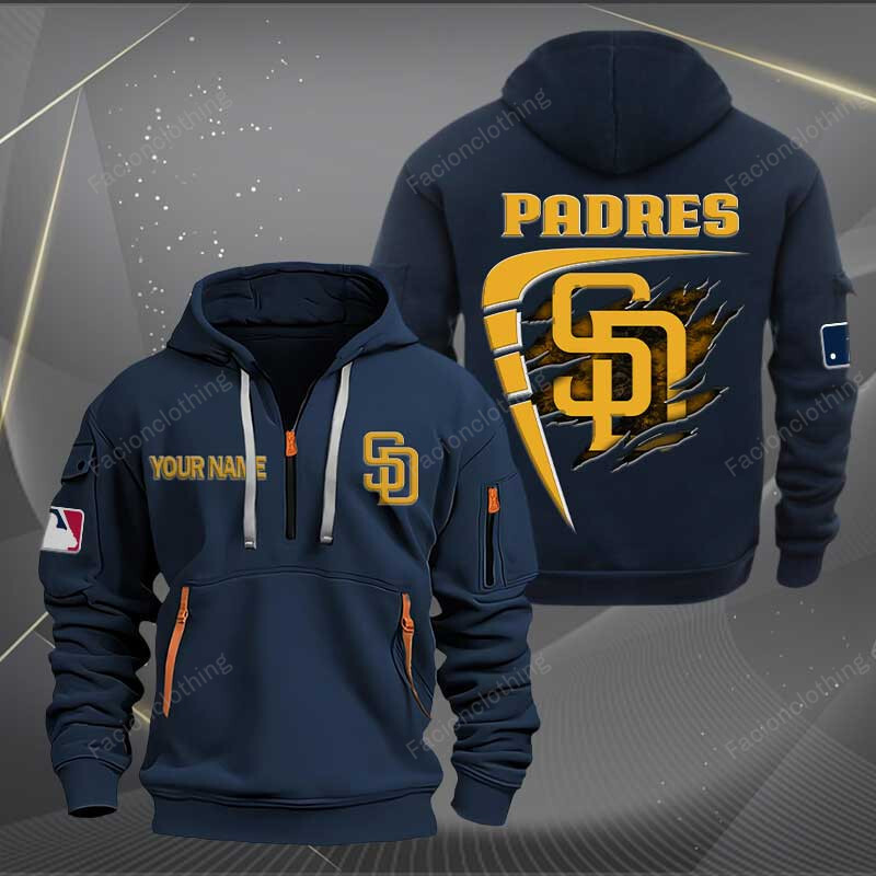 Sportswearmerch San Diego Padres MLB Personalized Half Zip Hoodie For Fan