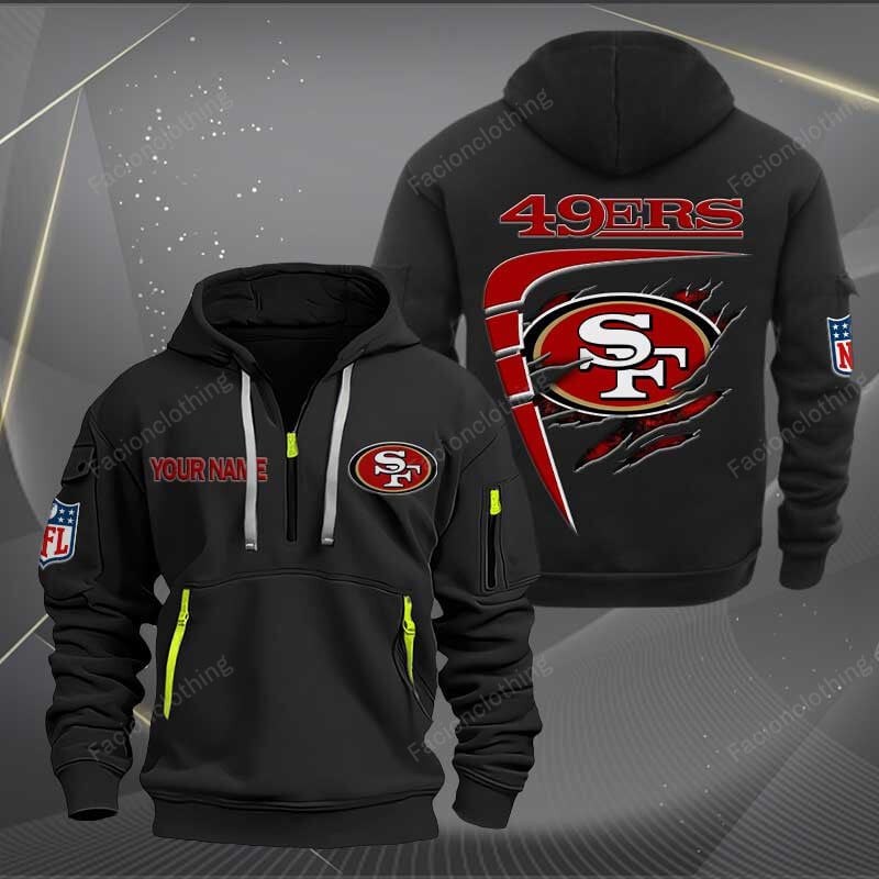 Sportswearmerch San Francisco 49ers NFL Personalized Half Zip Hoodie For Fan