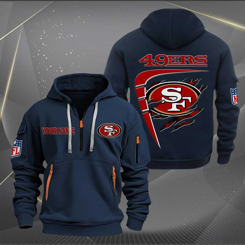 Sportswearmerch San Francisco 49ers NFL Personalized Half Zip Hoodie For Fan