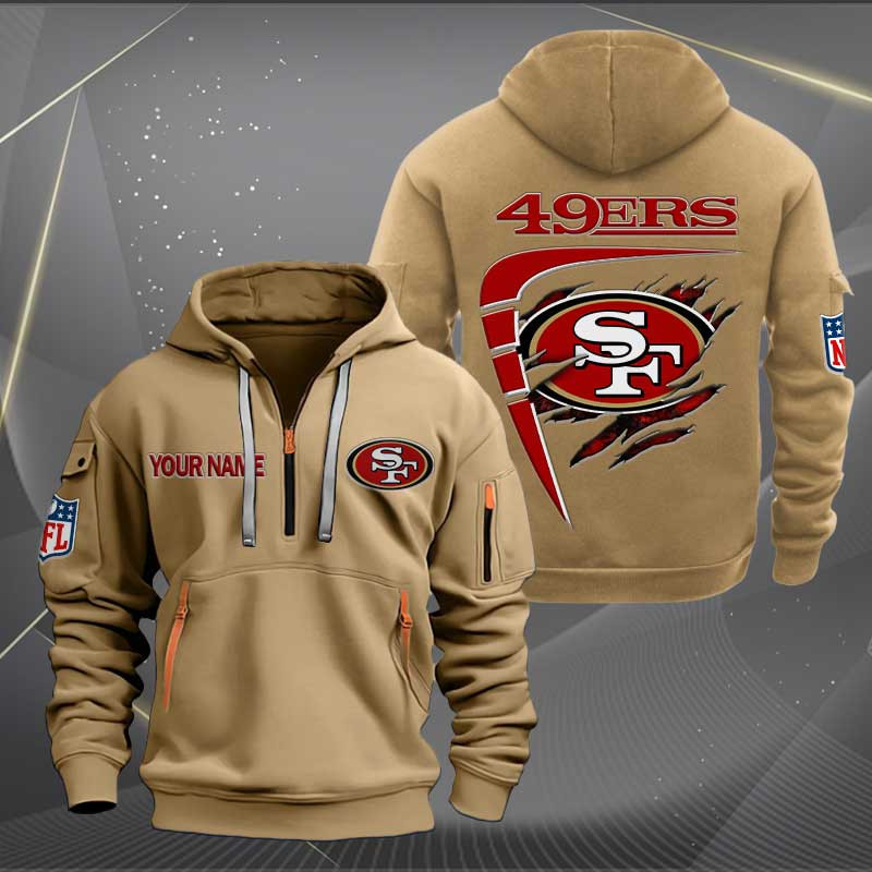 Sportswearmerch San Francisco 49ers NFL Personalized Half Zip Hoodie For Fan