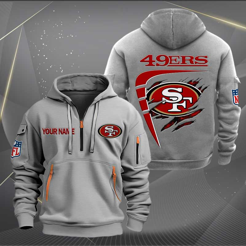 Sportswearmerch San Francisco 49ers NFL Personalized Half Zip Hoodie For Fan