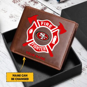 Sportswearmerch San Francisco 49ers NFL Team And Fire Fighter Man Folded Wallet Perfect Gift For Fan