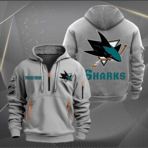 Sportswearmerch San Jose Sharks NHL Half Zip Hoodie For Fan