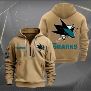 Sportswearmerch San Jose Sharks NHL Half Zip Hoodie For Fan