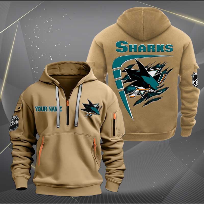 Sportswearmerch San Jose Sharks NHL Personalized Half Zip Hoodie For Fan