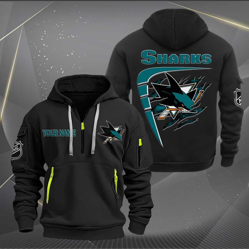 Sportswearmerch San Jose Sharks NHL Personalized Half Zip Hoodie For Fan