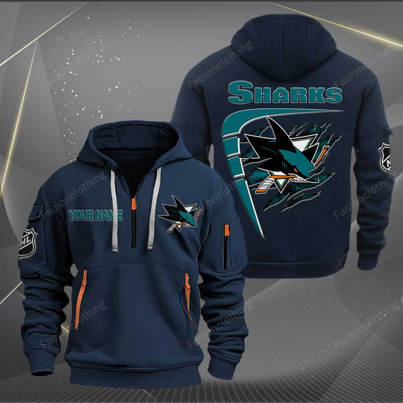 Sportswearmerch San Jose Sharks NHL Personalized Half Zip Hoodie For Fan