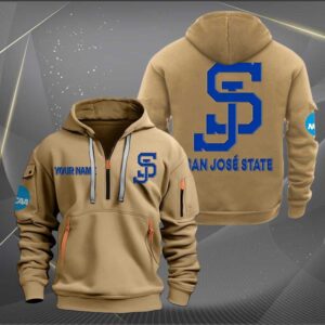 Sportswearmerch San Jose State Spartans NCAA Baseball Personalized Half Zip Hoodie For Fan