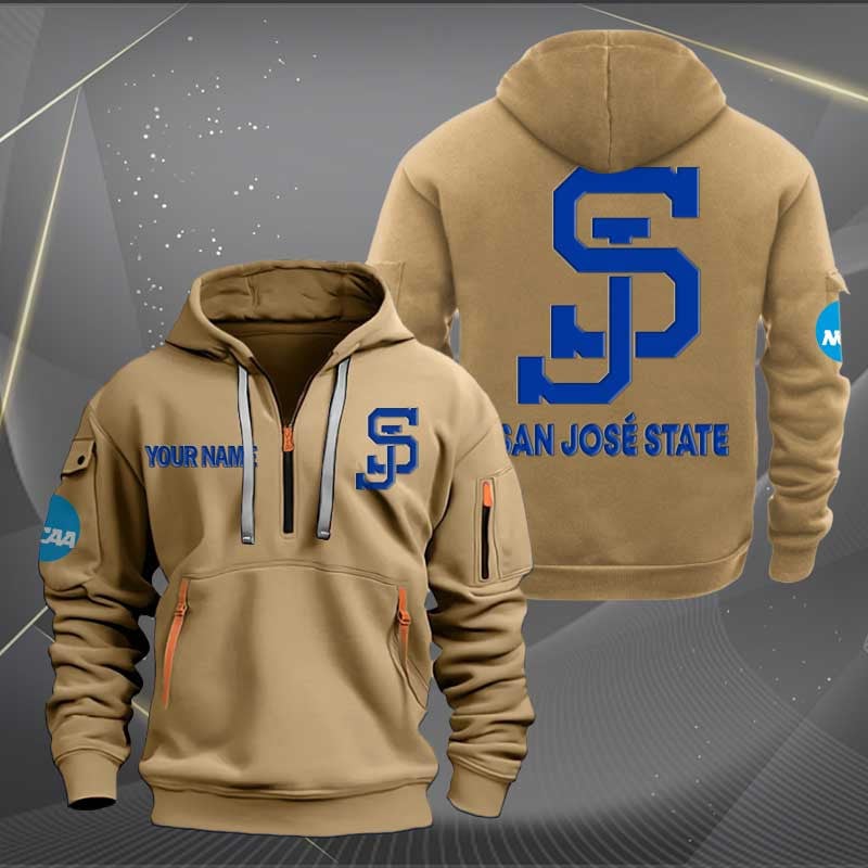 Sportswearmerch San Jose State Spartans NCAA Baseball Personalized Half Zip Hoodie For Fan
