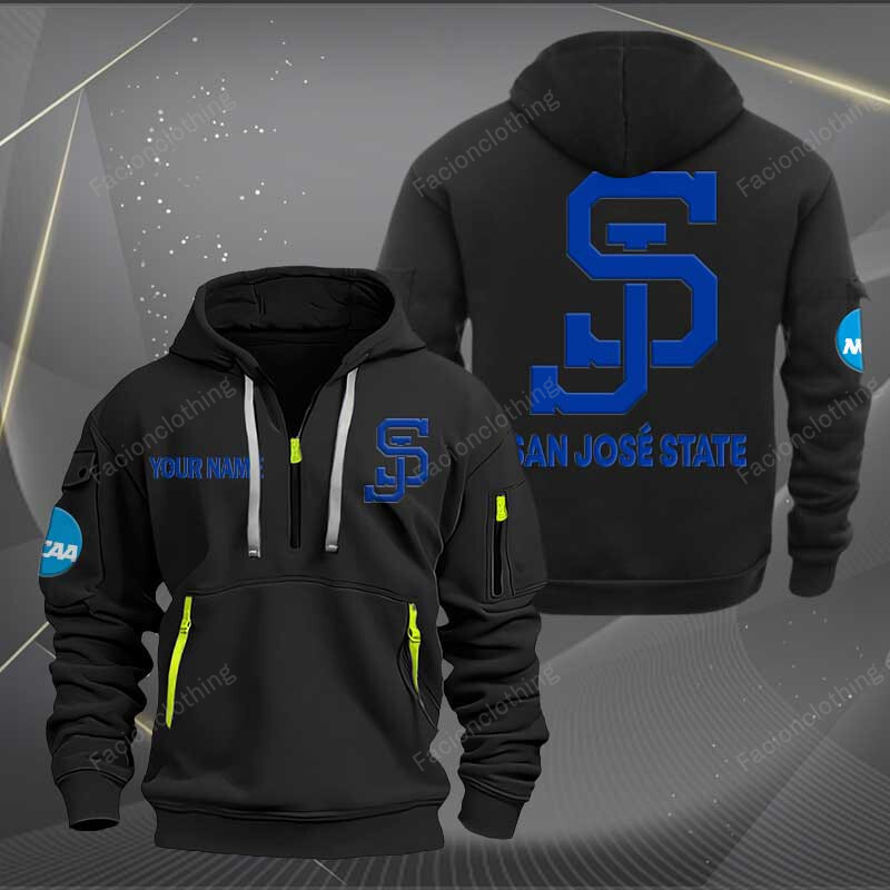 Sportswearmerch San Jose State Spartans NCAA Baseball Personalized Half Zip Hoodie For Fan