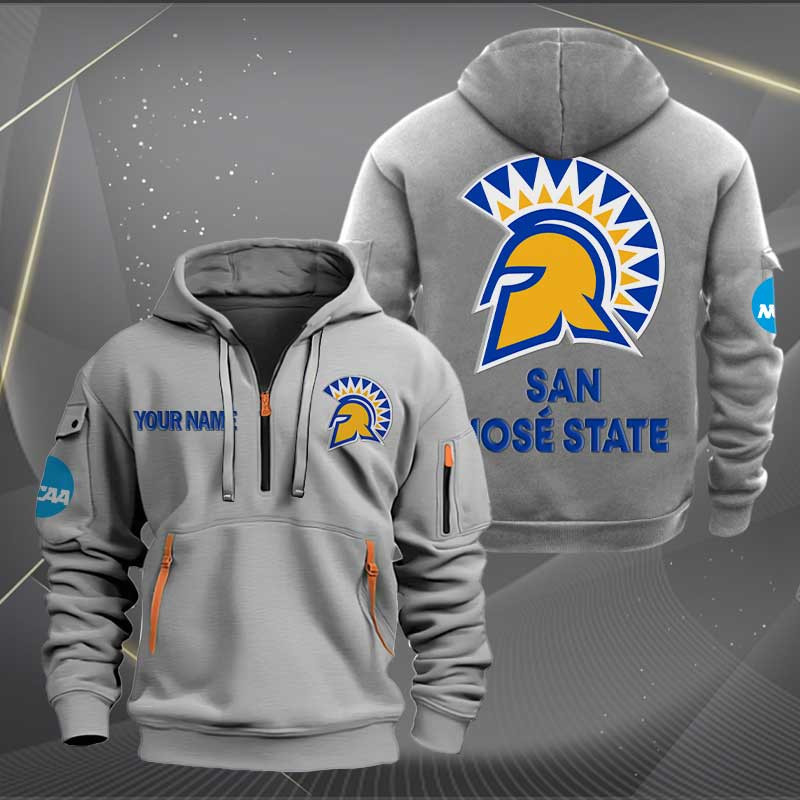 Sportswearmerch San Jose State Spartans NCAA Personalized Half Zip Hoodie For Fan